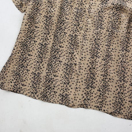 Leopard Pattern Open Collar Silk S/S Shirt