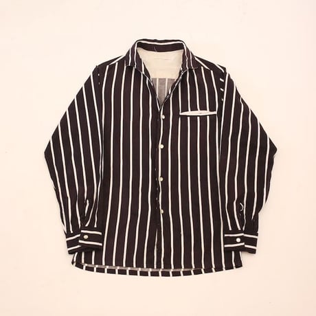 Black × White Striped Open Collared Shirt