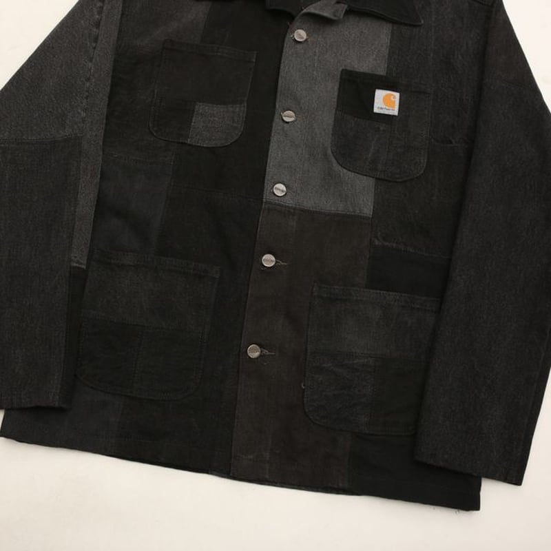 Carhartt 黒 リメイクデニムジャケット Carhartt Patchwork Remake Black Denim Jacket |