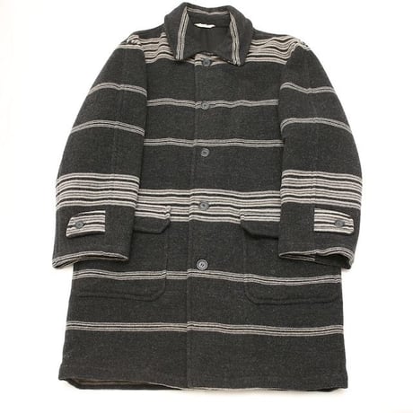 Border Pattern Wool Coat Made In Italy