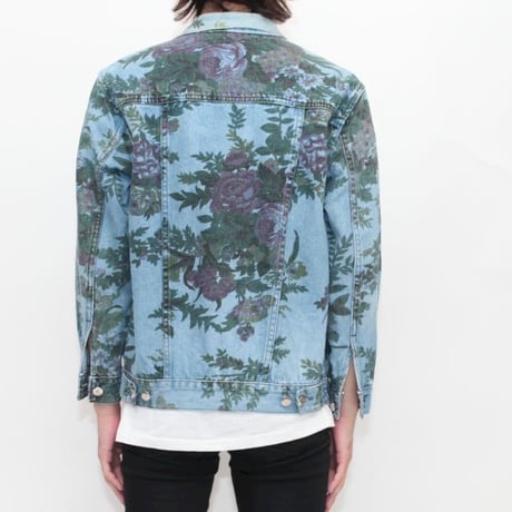 Flower Pattern Denim Trucker Jacket