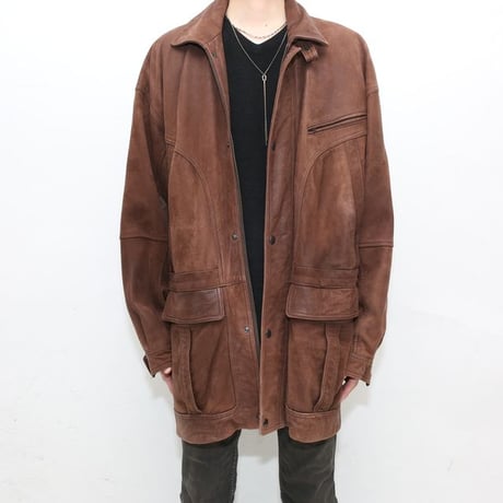 Brown Leather Half Coat