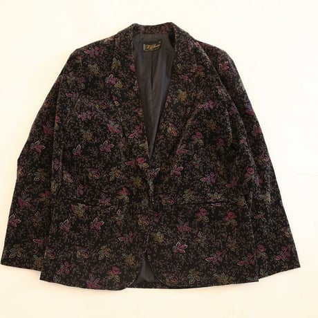 Flower Pattern Velvet Tailored Jacket