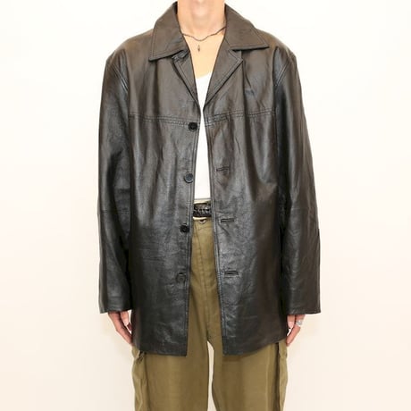 Black Leather Half Coat