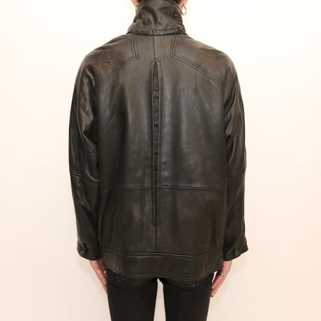 Andrew Marc Stand Collared Black Lamb Leather Jacket