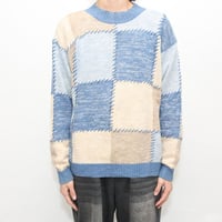 Janzen Patchwork Design Cotton Ramie Knit Sweater
