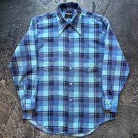70s Print Flannel Plaid Shirt