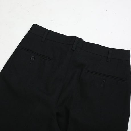 Wool Gabardine 2Tuc Black Slacks