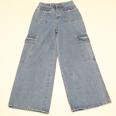 Wide Denim Cargo Pants