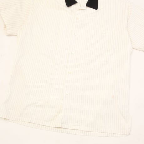 Striped Pattern Open Collar S/S Shirt