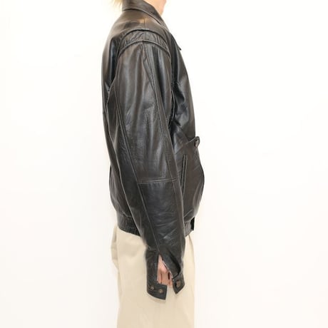 Euro Vintage Black Lamb Leather Jacket Loose Silhouette