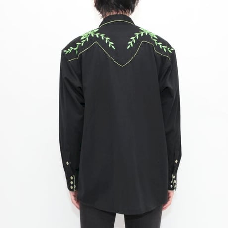 Black Embroidery Western Shirt
