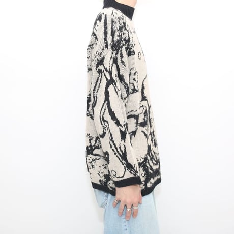Max Studio Mock Turtleneck Art Knit Sweater