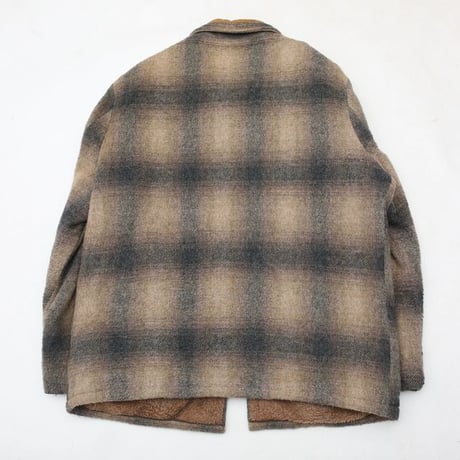 80s Fox Knapp Checked Wool Boa Jacket
