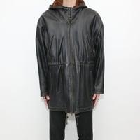 Sheep Skin Hooded Coat Rabbit Fur Linning