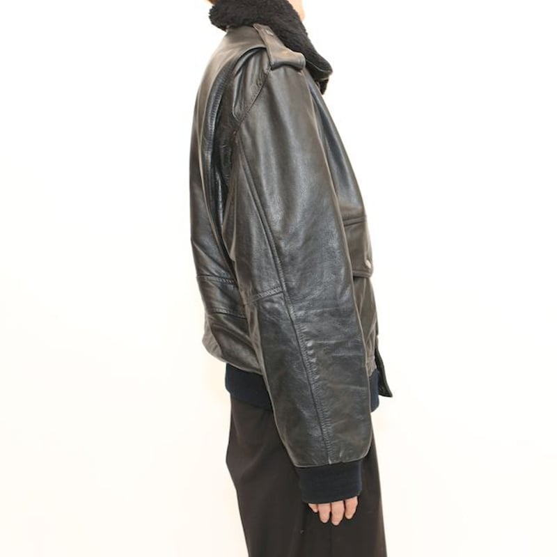 All Black G-1 Type Flight Leather Jacket | Strato