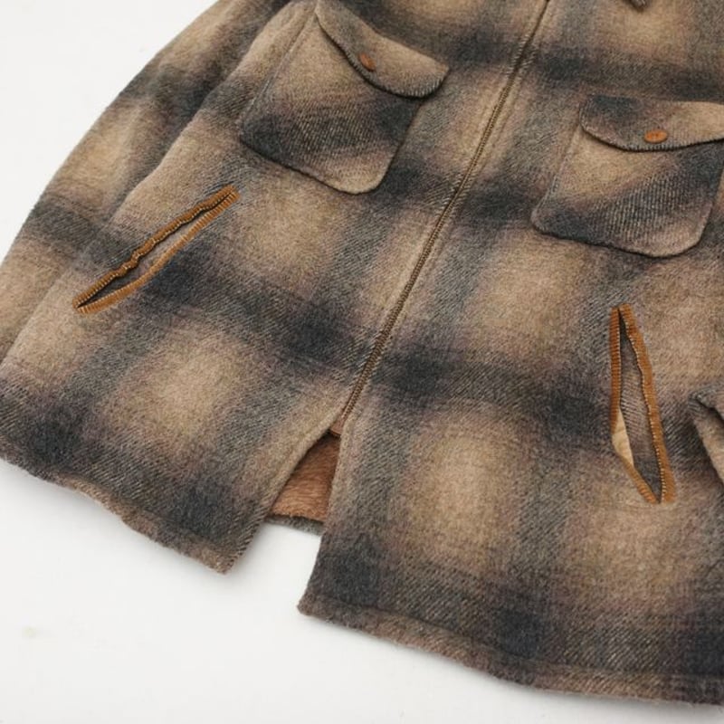 80s Fox Knapp Checked Wool Boa Jacket | Strato