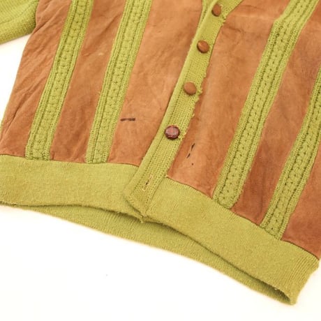 60's Sears Knit × Lambskin Suede Cardigan