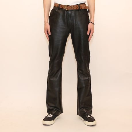 Black Leather Flared Pants