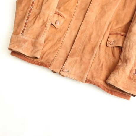 Suede Leather Design Jacket Made in SPAIN Loose Silhouette