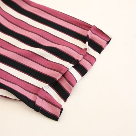 Stripe Pattern Viscose S/S Shirt MADE IN GERMANY