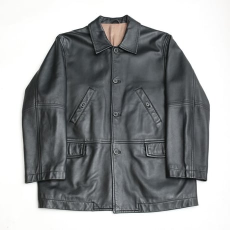 Black Lamb Leather Half Coat