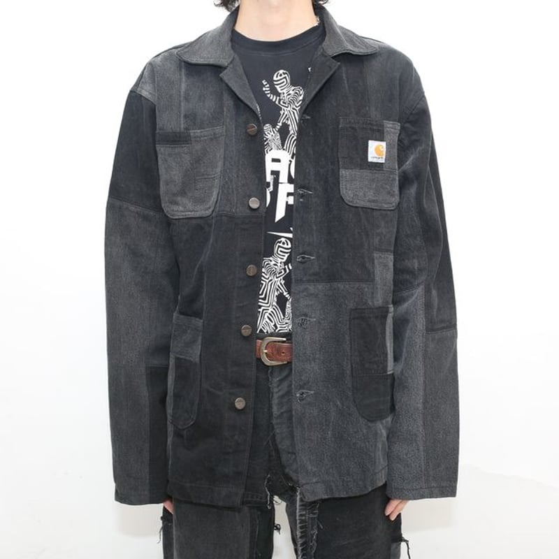 Carhartt 黒 リメイクデニムジャケット Carhartt Patchwork Remake Black Denim Jacket |