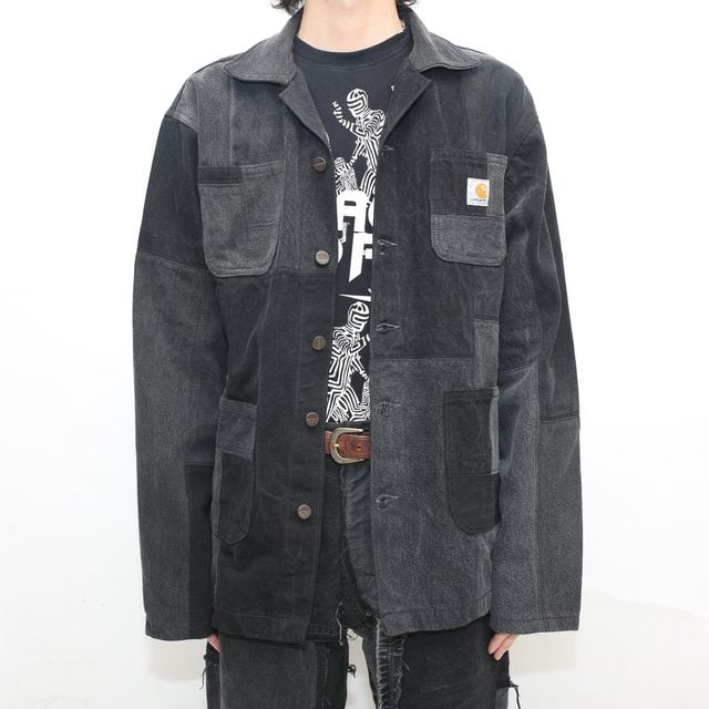 Carhartt 黒 リメイクデニムジャケット Carhartt Patchwork Remake Black Denim Jacket |