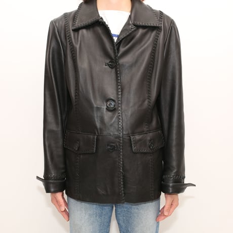 Braided Black Leather Jacket