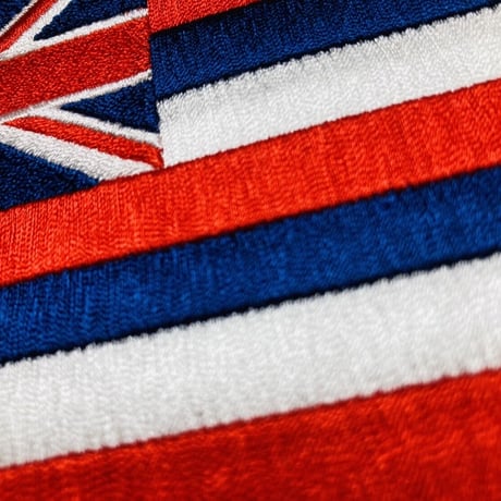 【普通サイズ】ハワイ州旗アイロンワッペン（中）１個　MahaloGarage　横7.5ｃｍ×縦5ｃｍ