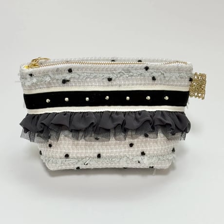 ポーチマチ付き・England grey dot tweed 4