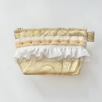 ポーチマチ付き（goldwave 西陣織 ・ White  beige  ribbon)