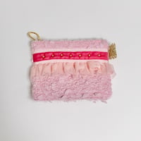 ポーチミニ（Japan  pink  tweed ・baby pink  pink ribbon baby pink frill)