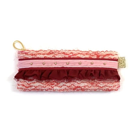 ペンケース（Japan tweed・red pink ribbon）