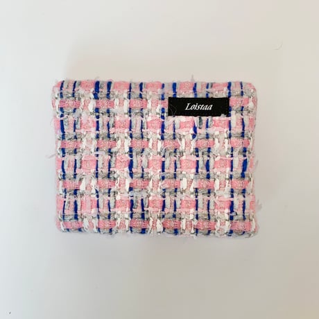 ティッシュケース( England tweed ・pink ribbon blue frill  )
