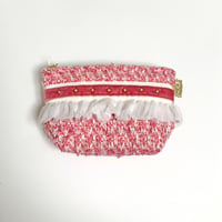ポーチマチ付き（England White pink tweed・White pink ribbon White frill)