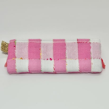 ペンケース・England  pink check  tweed   5