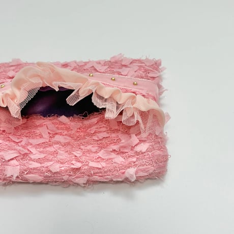 ティッシュケース ・ Japan  pink  feather tweed 7