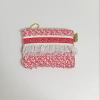 ポーチミニ（England  pink White tweed ・White  pink ribbon White frill)