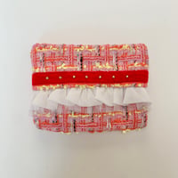 ティッシュケース( England tweed ・red ribbon White frill  )