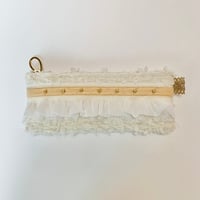 ペンケース（Japan tweed・beige  ribbon white frill)
