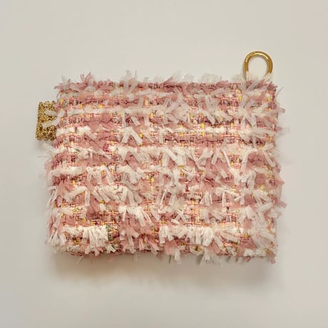 ポーチミニ　・　England pink feather tweed 　4