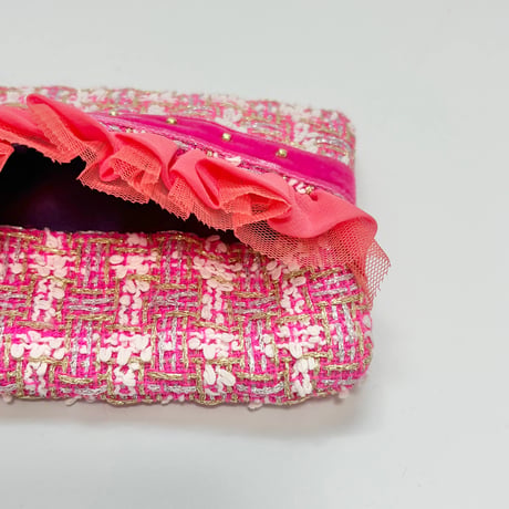 ティッシュケース ・ England  pink   tweed 8