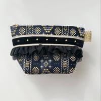 ポーチマチ付き（Black Tyrolean 西陣織 ・ beige Black  ribbon)