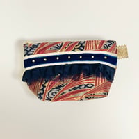 ポーチマチ付き( silver grass 西陣織 ・beige navy  ribbon)