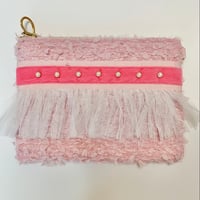 ショルダーポーチ　L size（Japan pink tweed・ pink ribbon White frill )
