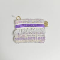 ポーチミニ（England  White purple tweed ・White purple ribbon White frill)