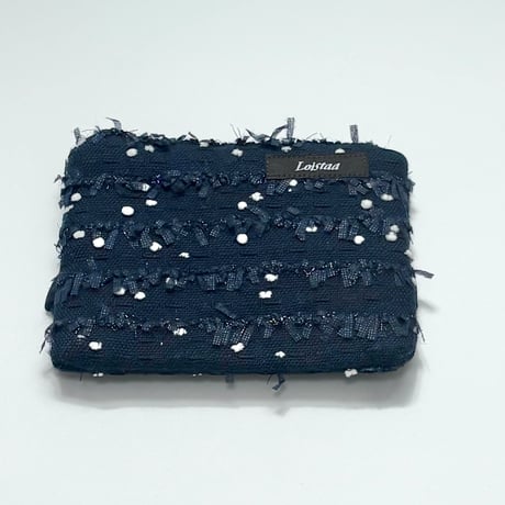 ティッシュケース・ England  navy dot  tweed 23