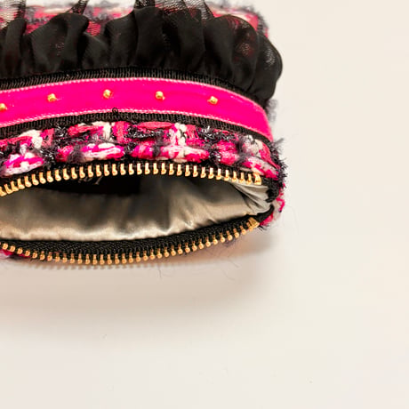 ポーチミニ　・　England  pink Black  tweed 　15