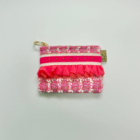 ポーチミニ　・　England pink tweed 　1